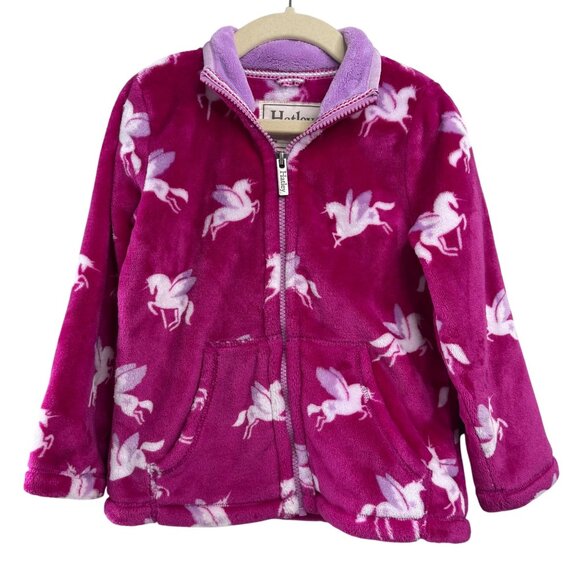 HATLEY Unicorn Fleece Jacket Girls 4T 4 Pink Soft Full Zip-Up Toddler Jacket EUC - Picture 1 of 9